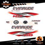 Kit Adesivi Motore Marino Fuoribordo Evinrude e-tec ho 40 cv - versione A