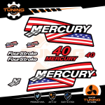 Kit de pegatinas para motores marinos Mercury 40 cv - Four Stroke USA A