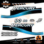 Outboard Marine Engine Stickers Kit Mercury 90 Hp - Four Stroke EFI BLUE