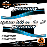 Outboard Marine Engine Stickers Kit Mercury 90 Hp - Saltwater BLUE