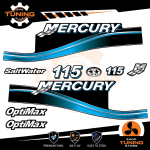Outboard Marine Engine Stickers Kit Mercury 115 Hp - Optimax BLUE