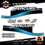 Outboard Marine Engine Stickers Kit Mercury 135 Hp - Four Stroke BLUE