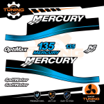 Kit de pegatinas para motores marinos Mercury 135 cv - Saltwater AZUL CLARO