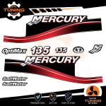 Kit Adesivi Motore Marino Fuoribordo Mercury 135 cv - versione Saltwater ROSSO