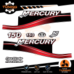 Outboard Marine Engine Stickers Kit Mercury 150 Hp - Four Stroke RED