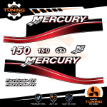 Kit d'autocollants pour moteur hors-bord Mercury 150 Ch - Four Stroke EFI ROUGE