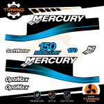 Kit de pegatinas para motores marinos Mercury 150 cv - Optimax AZUL CLARO