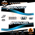 Outboard Marine Engine Stickers Kit Mercury 175 Hp - Four Stroke BLUE