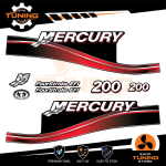 Outboard Marine Engine Stickers Kit Mercury 200 Hp - Four Stroke EFI RED