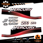 Kit d'autocollants pour moteur hors-bord Mercury 200 Ch - Optimax ROUGE