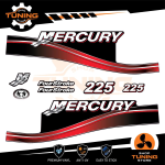 Outboard Marine Engine Stickers Kit Mercury 225 Hp - Four Stroke RED