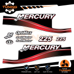 Outboard Marine Engine Stickers Kit Mercury 225 Hp - Saltwater RED