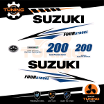 Kit d'autocollants pour moteur hors-bord Suzuki 200 Ch - Four Stroke