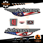 Kit d'autocollants pour moteur hors-bord Johnson 40 Ch - USA