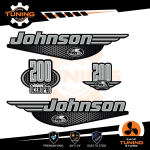 Kit d'autocollants pour moteur hors-bord Johnson 200 Ch Ocenapro - Carbon-Look A