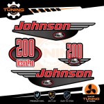 Outboard Marine Engine Stickers Kit Johnson 200 Hp Ocenapro - Carbon-Look B