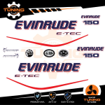 Kit Adesivi Motore Marino Fuoribordo Evinrude e-tec 150 cv - versione A