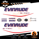 Kit Adesivi Motore Marino Fuoribordo Evinrude e-tec 200 cv - versione A
