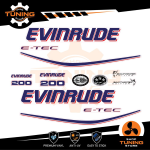 Kit Adesivi Motore Marino Fuoribordo Evinrude e-tec 200 cv - versione C