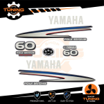 Kit d'autocollants pour moteur hors-bord Yamaha 60 Ch - Four Stroke F60 SILVER