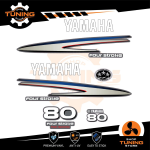 Outboard Marine Engine Stickers Kit Yamaha 80 Hp - Four Stroke F80 White