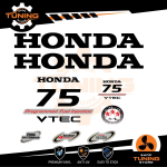 Kit d'autocollants pour moteur hors-bord Honda 75 Ch Four Stroke - V-Tec