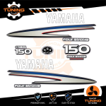 Outboard Marine Engine Stickers Kit Yamaha 150 Hp - Four Stroke F150 White
