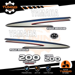 Kit d'autocollants pour moteur hors-bord Yamaha 200 Ch Four Stroke F200 Blanche