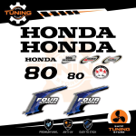 Kit d'autocollants pour moteur hors-bord Honda 80 Ch Four Stroke - B