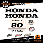 Outboard Marine Engine Stickers Decal Kit Honda 80 Hp Four Stroke - V-Tec