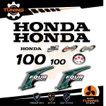 Outboard Marine Engine Stickers Decal Kit Honda 100 Hp Four Stroke - A