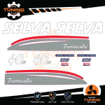 Kit Adesivi Motore Marino Fuoribordo Selva 40 cv XS - versione Barracuda Bianco