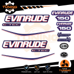 Kit Adesivi Motore Marino Fuoribordo Evinrude e-tec 150 cv - versione C