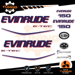 Outboard Marine Engine Stickers Kit Evinrude e-tec 150 Hp - D