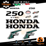 Kit d'autocollants pour moteur hors-bord Honda 250 Ch Four Stroke - V-Tec