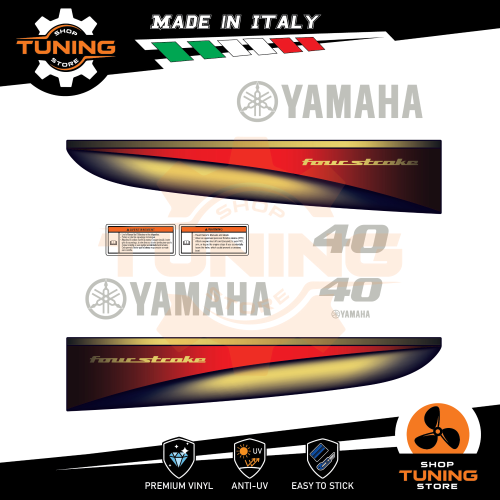Prodotto: Yamaha_40_FourStroke_Supreme - Kit Adesivi Motore Marino  Fuoribordo Yamaha 40 cv - Four Stroke Supreme - STS