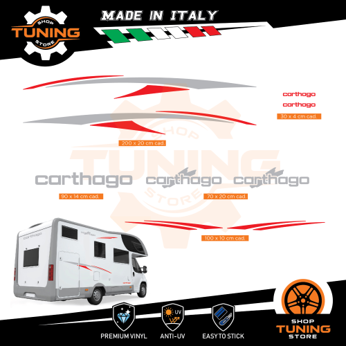 Prodotto: Kit-Camper_Carthago_P - Kit Decalcomanie Adesivi Stickers Camper  Carthago - versione P - STS