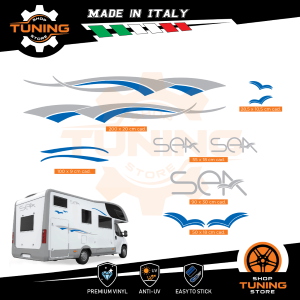 Prodotto: Kit-Camper_Sea_R - Kit Decalcomanie Adesivi Stickers Camper Sea - versione  R - STS