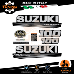 Outboard Marine Engine Stickers Kit Suzuki DF 100 cv - Four Stroke Black A