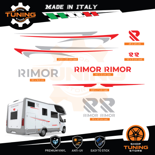 Prodotto: Kit-Camper_Rimor_N - Kit Decalcomanie Adesivi Stickers Camper  Rimor - versione N - STS