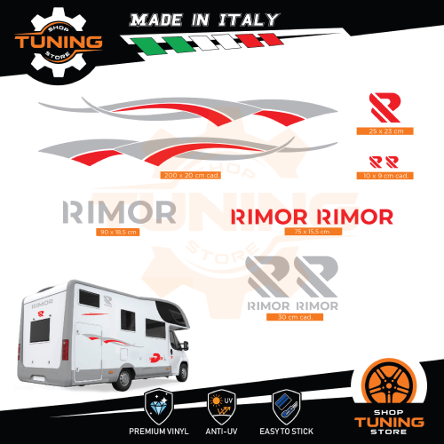 Prodotto: Kit-Camper_Rimor_T - Kit Decalcomanie Adesivi Stickers Camper  Rimor - versione T - STS