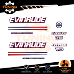 Outboard Marine Engine Stickers Kit Evinrude 75 Hp Fich Ram Injection - Blue